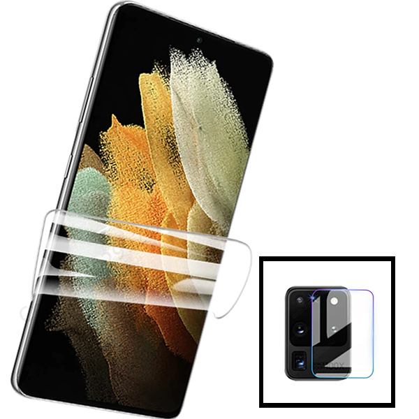 Kit Película Hydrogel Full Cover Frente + Câmara para Samsung Galaxy M21