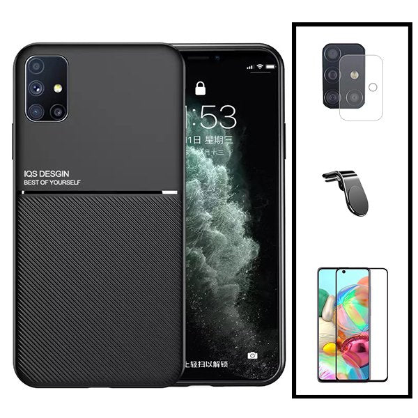 Kit Capa Magnetic Lux + 5D Full Cover + Película de Câmara + Suporte Magnético L Safe Driving para Samsung Galaxy A71