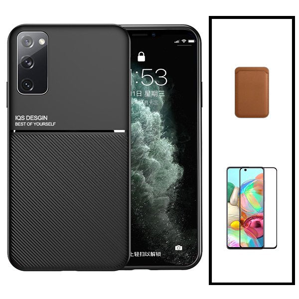 Kit Capa Magnetic Lux + Magnetic Wallet Castanho + 5D Full Cover para Samsung Galaxy S20+ 5G