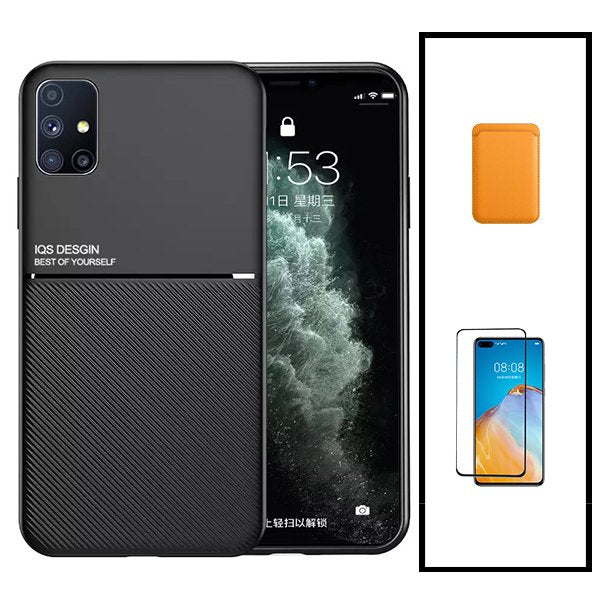 Kit Capa Magnetic Lux + Magnetic Wallet Laranja + 5D Full Cover para Huawei P40 Pro+