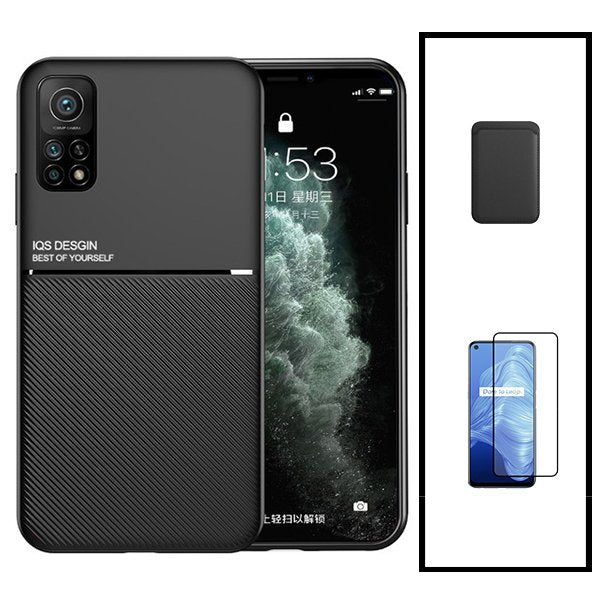Kit Capa Magnetic Lux + Magnetic Wallet Preto + 5D Full Cover para Xiaomi Mi 10T Pro 5G