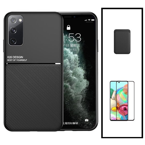 Kit Capa Magnetic Lux + Magnetic Wallet Preto + 5D Full Cover para Samsung Galaxy S20 Ultra 5G