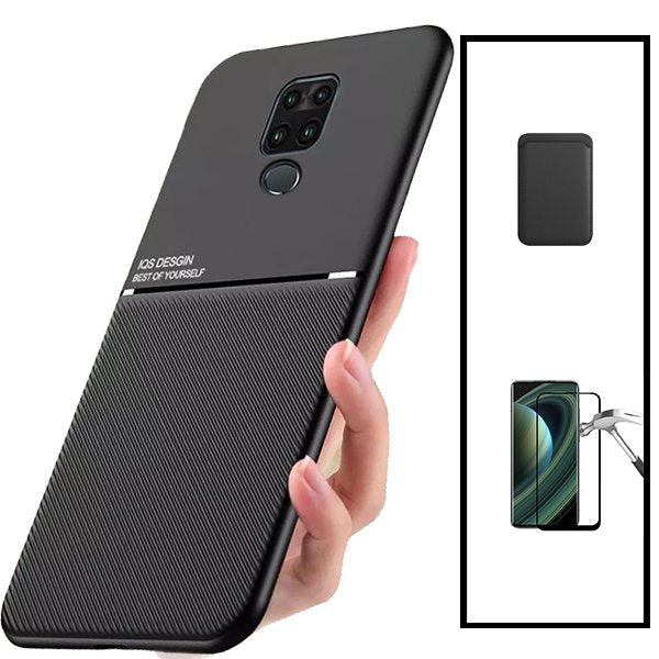 Kit Capa Magnetic Lux + Magnetic Wallet Preto + 5D Full Cover para Xiaomi Redmi 10X 4G