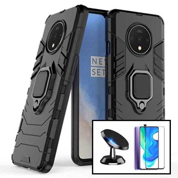 Kit Vidro Premium Full Cover + Capa 3X1 Military Defender + Suporte Magnético de Carro para Xiaomi Redmi K30 Ultra