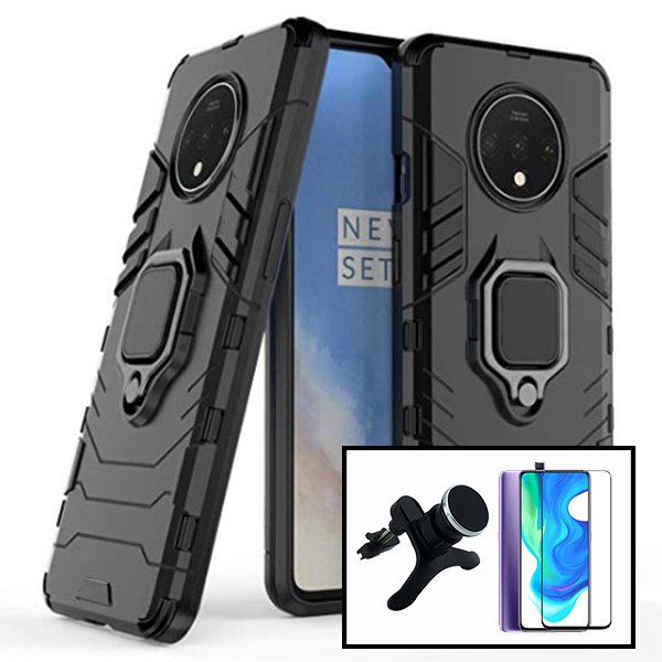Kit Vidro Premium Full Cover + Capa 3X1 Military Defender + Suporte Magnético de Carro Reforçado para Xiaomi Poco F2 Pro