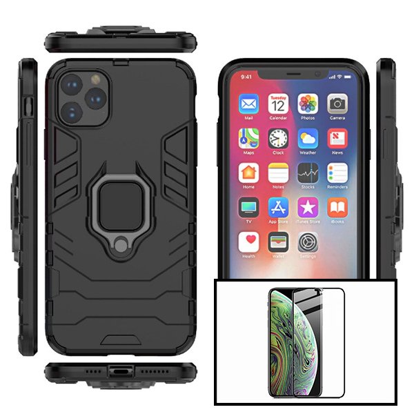 Kit Vidro Premium Full Cover + Capa 3X1 Military Defender para Apple iPhone 12 Pro Max