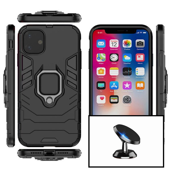 Kit Suporte Magnético de Carro + Capa 3X1 Military Defender para Xiaomi Poco C31