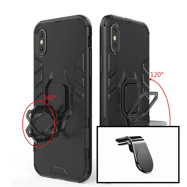Kit Suporte Magnético L Safe Driving Carro + Capa 3X1 Military Defender para Xiaomi Redmi 9A