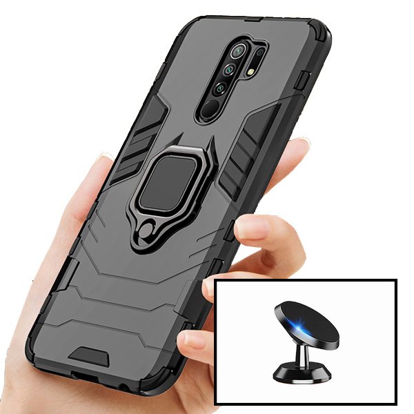 Kit Suporte Magnético de Carro + Capa 3X1 Military Defender para Xiaomi Redmi 9 Prime