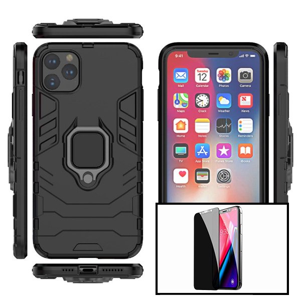 Kit Película 5D Anti-Spy + Capa 3X1 Military Defender para Apple iPhone 12