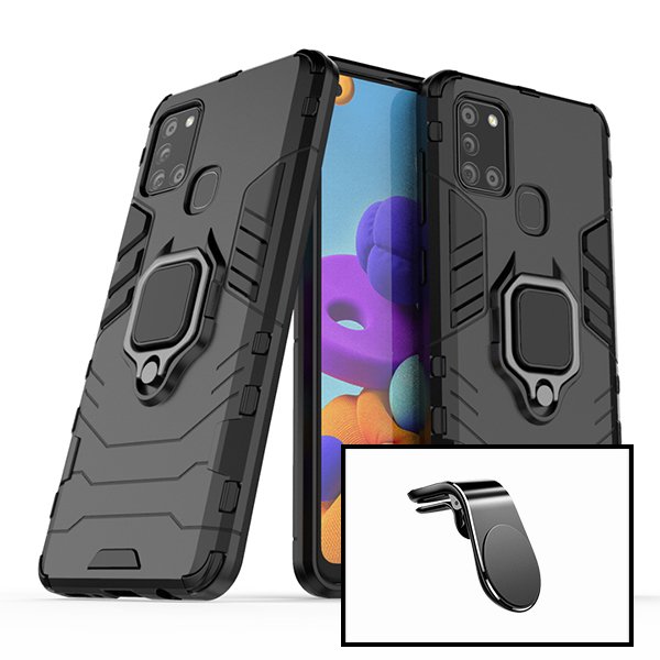 Kit Suporte Magnético L Safe Driving Carro + Capa 3X1 Military Defender para Samsung Galaxy M31