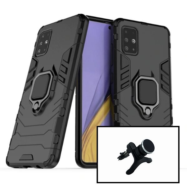 Kit Suporte Magnético de Carro Reforçado + Capa 3X1 Military Defender para Samsung Galaxy A71 5G
