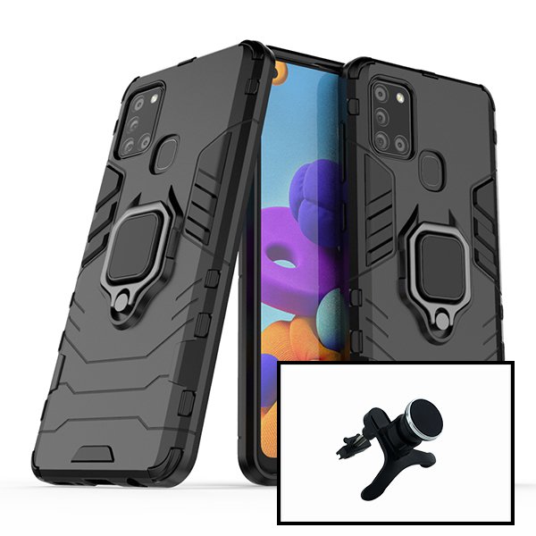 Kit Suporte Magnético de Carro Reforçado + Capa 3X1 Military Defender para Samsung Galaxy M31