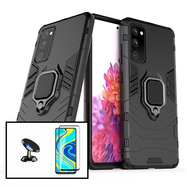 Kit Vidro Premium Full Cover + Capa 3X1 Military Defender + Suporte Magnético de Carro para Samsung Galaxy S21+ 5G
