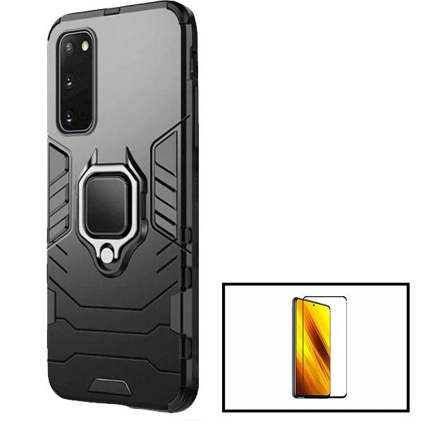 Kit Vidro Premium Full Cover + Capa 3X1 Military Defender para Samsung Galaxy S20 FE 5G