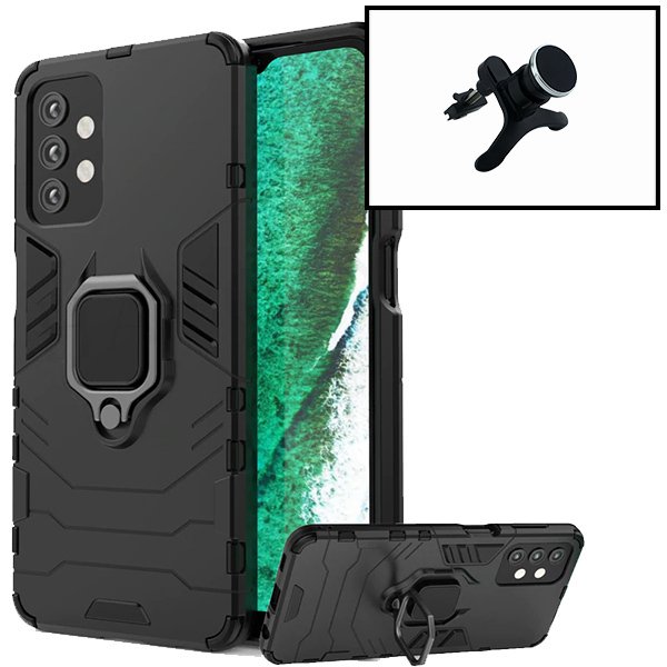 Kit Suporte Magnético de Carro Reforçado + Capa Military Defender para Samsung Galaxy A32 5G