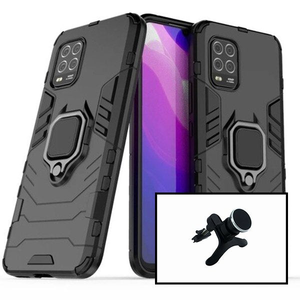 Kit Suporte Magnético de Carro Reforçado + Capa Military Defender para Xiaomi Mi 10 Lite 5G