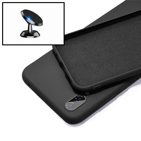 Kit Suporte Magnético de Carro + Capa Silicone Líquido para Samsung Galaxy A02