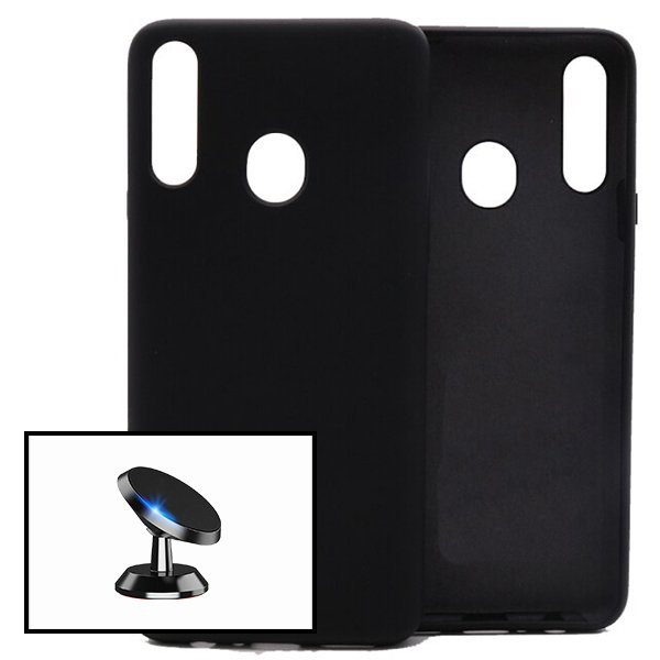 Kit Suporte Magnético de Carro + Capa Silicone Líquido para Samsung Galaxy A20s
