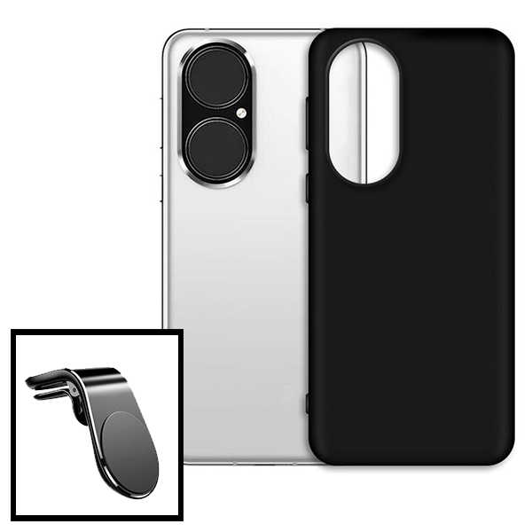 Kit Suporte Magnético L Safe Driving Carro + Capa Silicone Líquido para Huawei P50