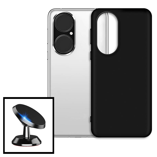 Kit Suporte Magnético de Carro + Capa Silicone Líquido para Huawei P50 Pro