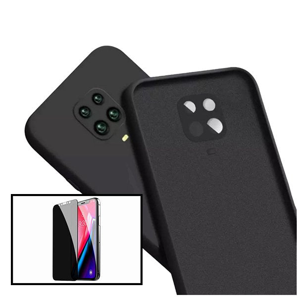 Kit Película de Vidro 5D Anti-Spy + Capa Silicone Líquido para Xiaomi Redmi Note 10 Lite