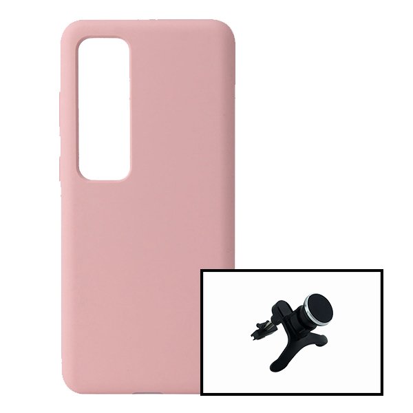 Kit Suporte Magnético Reforçado de Carro + Capa Silicone Líquido para Xiaomi Redmi K30s - Rosa