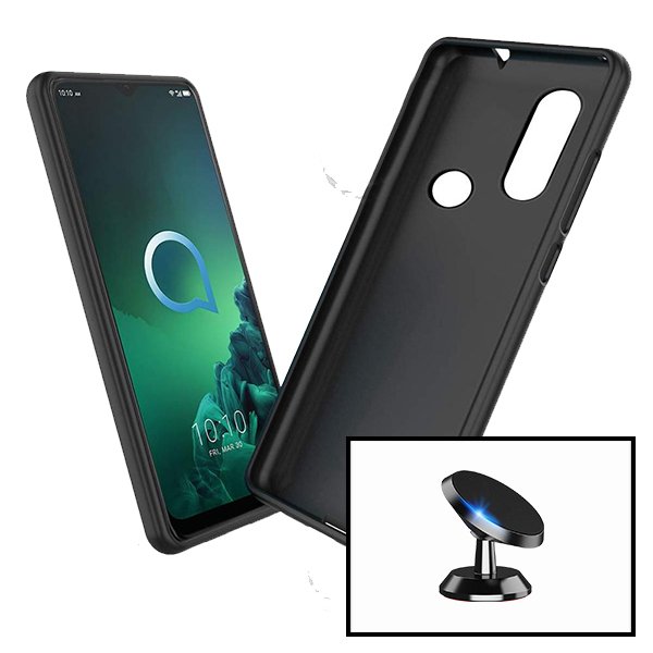 Kit Suporte Magnético de Carro + Capa Silicone Líquido para Alcatel 3X (2020)