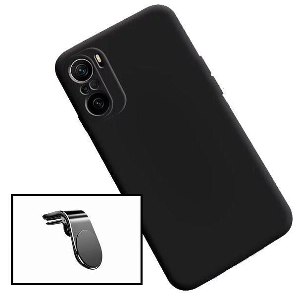 Kit Suporte Magnético L Safe Driving Carro + Capa Silicone Líquido para Xiaomi Redmi Note 10