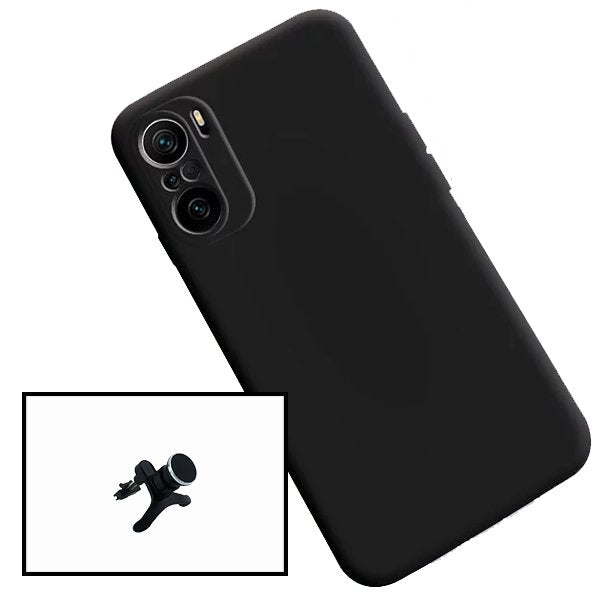 Kit Suporte Magnético Reforçado de Carro + Capa Silicone Líquido para Xiaomi Redmi K40 Pro