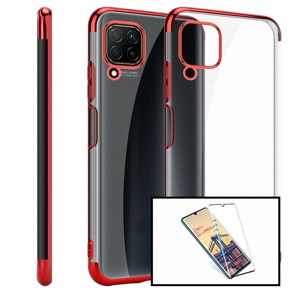 Kit Vidro Premium Full Cover + Capa SlimArmor para Huawei P40 Lite - Vermelho