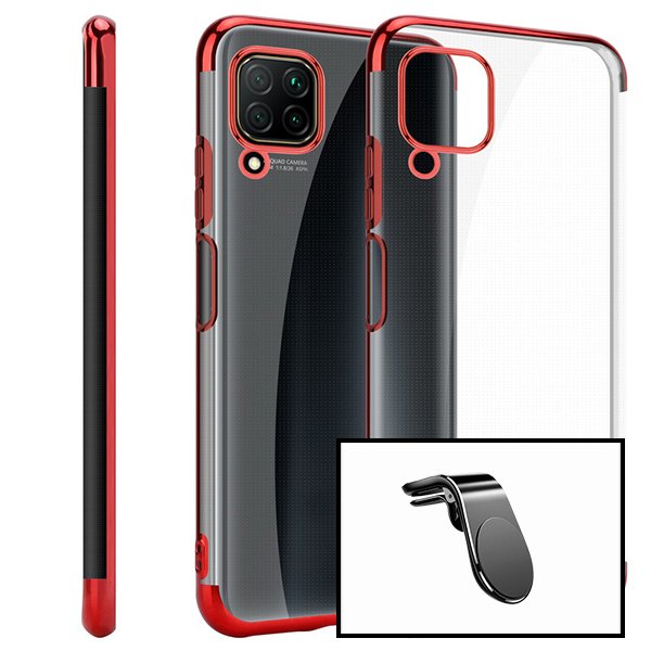 Kit Suporte Magnético L Safe Driving Carro + Capa SlimArmor para Xiaomi Mi Note 10 Lite - Vermelho