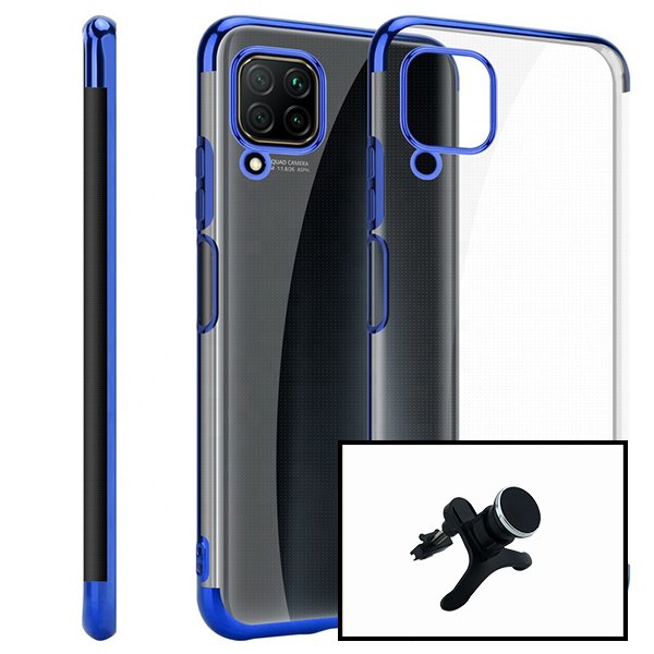 Kit Suporte Magnético de Carro Reforçado + Capa SlimArmor para Samsung Galaxy A21s - Azul