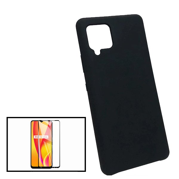 Kit Vidro Premium Full Cover + Capa Silicone Líquido para Samsung Galaxy M12