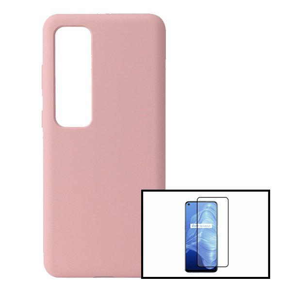 Kit Vidro Premium Full Cover + Capa Silicone Líquido para Xiaomi Mi 10T Pro 5G - Rosa