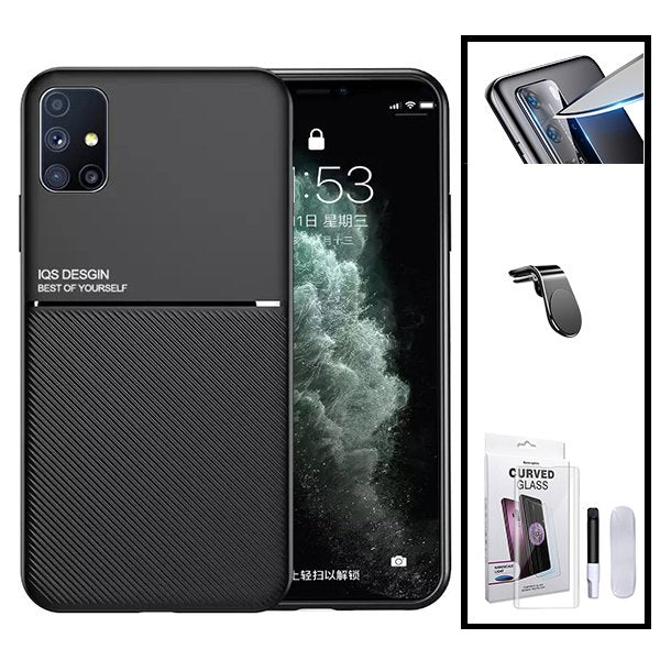 Kit Capa Magnetic Lux + Película de Vidro Nano Curved UV + Película de Câmara Traseira + Suporte Magnético L Safe Driving para Huawei P40 Pro