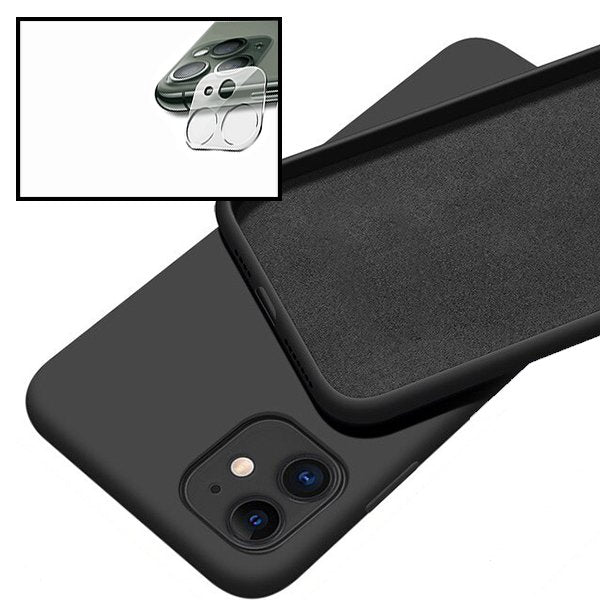 Kit Película de Câmara Traseira + Capa Silicone Líquido para Apple iPhone 13 Pro