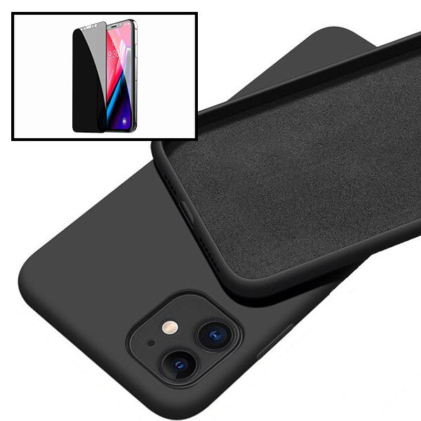 Kit Película de Vidro 5D Anti-Spy + Capa Silicone Líquido para Apple iPhone 13 Mini