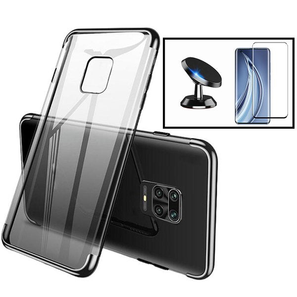 Kit Vidro Premium Full Cover + Capa SlimArmor + Suporte Magnético de Carro para Xiaomi Mi 10 Lite Zoom - Preto