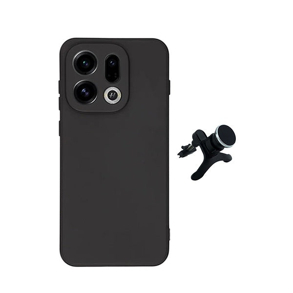 Kit Suporte Magnético Reforçado + Capa Silicone Líquido PHONECARE Para Oppo Find X9 - Preto