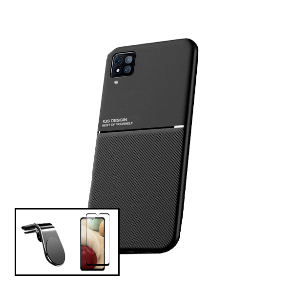 Kit Capa Magnetic Lux + 5D Full Cover + Suporte Magnético L Safe Driving para Samsung Galaxy M12