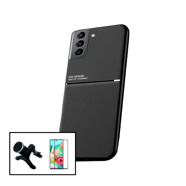 Kit Capa Magnetic Lux + 5D Full Cover + Suporte Magnético de Carro Reforçado para Samsung Galaxy S21+ 5G
