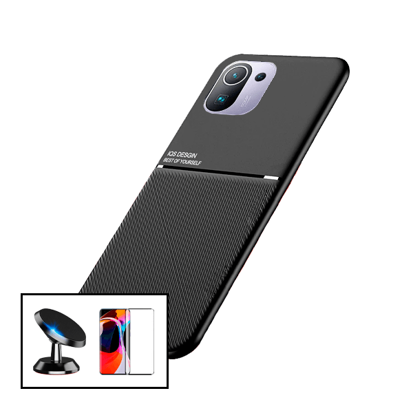 Kit Capa Magnetic Lux + 5D Full Cover + Suporte Magnético de Carro para Xiaomi Mi 11 Pro