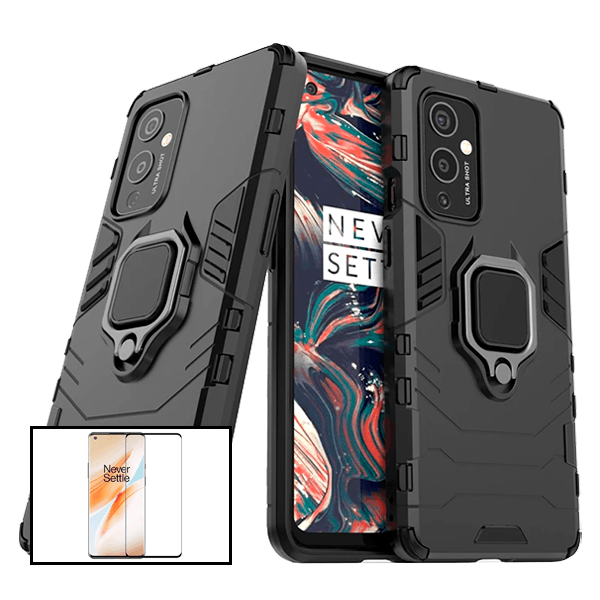 Kit Vidro Premium Full Cover + Capa 3X1 Military Defender para OnePlus 9