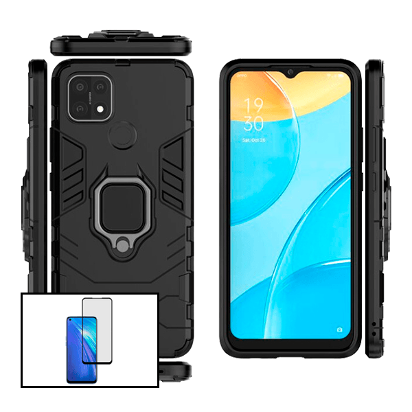 Kit Vidro Premium Full Cover + Capa 3X1 Military Defender para Realme 7i