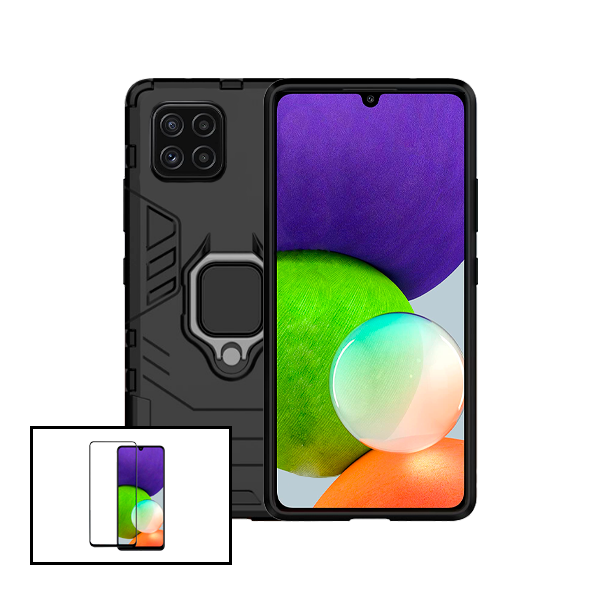 Kit Vidro Premium Full Cover + Capa 3X1 Military Defender para Samsung Galaxy M32