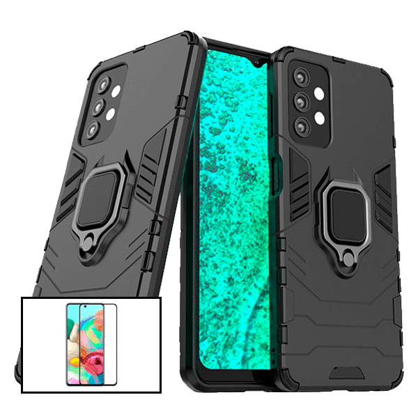 Kit Vidro Premium Full Cover + Capa 3X1 Military Defender para Samsung Galaxy A72 5G