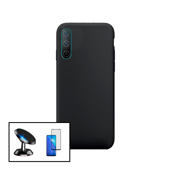 Kit Vidro Premium Full Cover + Capa Silicone Líquido + Suporte Magnético de Carro para OnePlus Nord CE 5G