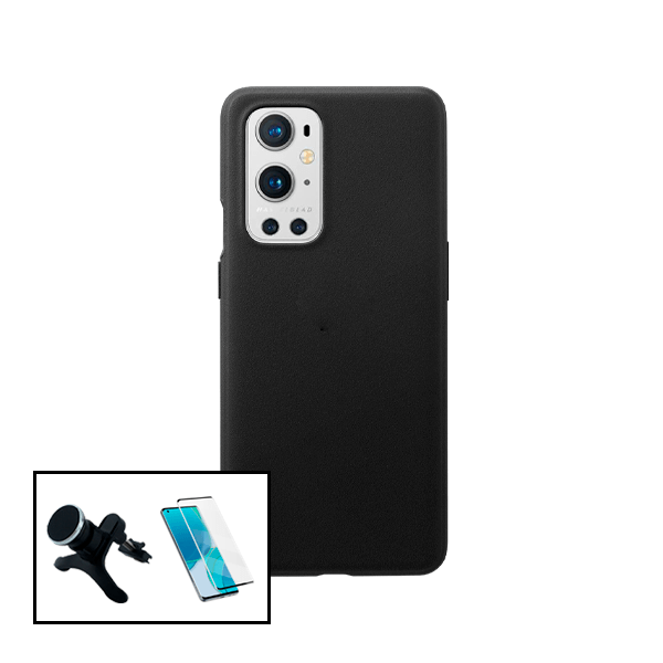 Kit Vidro Premium Full Cover + Capa Silicone Líquido + Suporte Magnético de Carro Reforçado para OnePlus 9 Pro