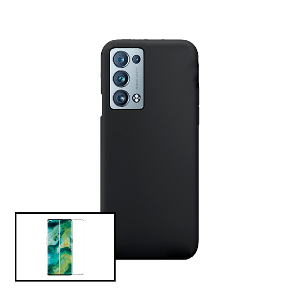 Kit Vidro Premium Full Cover + Capa Silicone Líquido para Oppo Reno6 Pro+ 5G